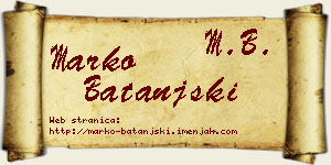 Marko Batanjski vizit kartica